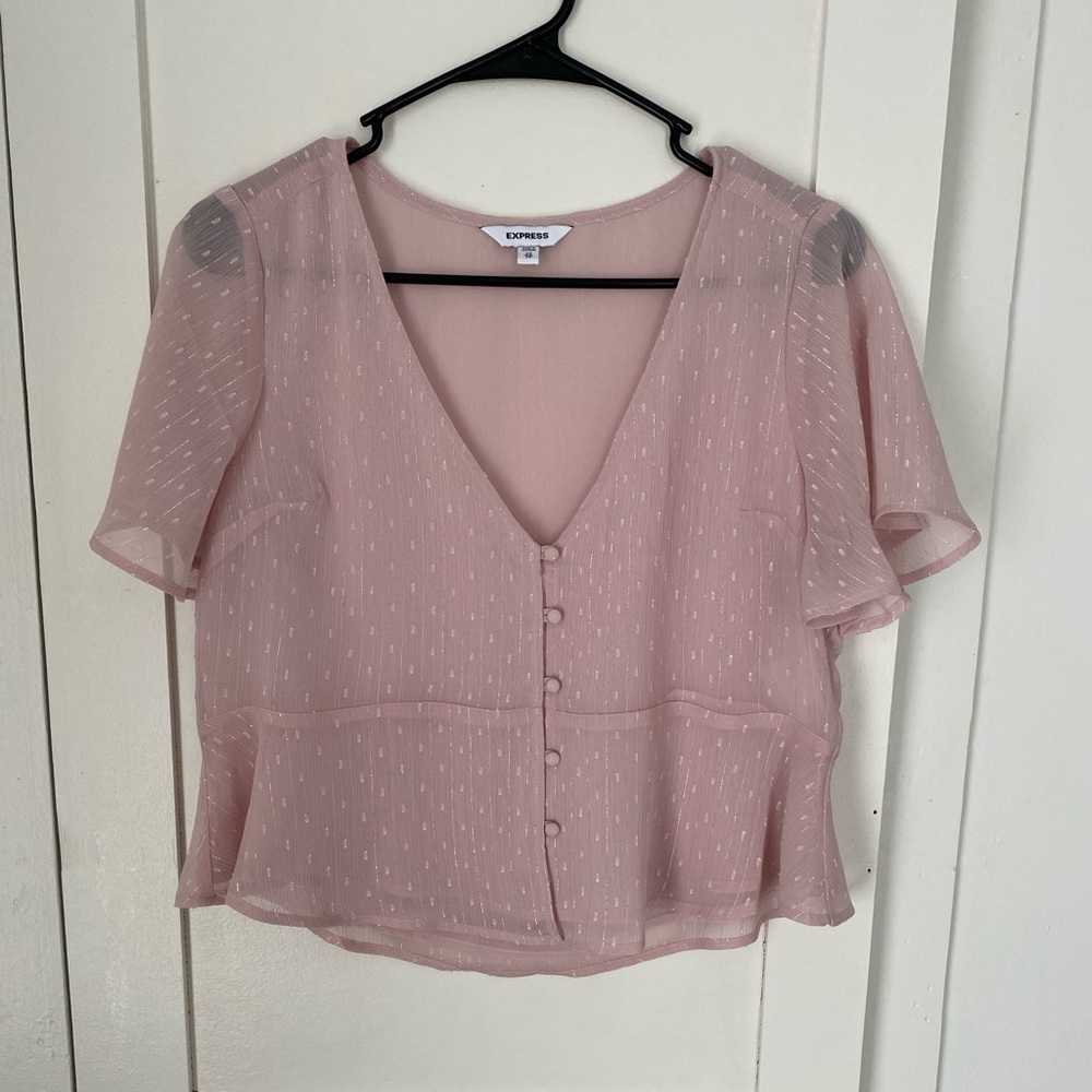 Express metallic pink peplum top